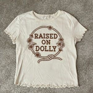 Crop top with lettuce hem